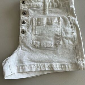 White Button-Accent Shorts